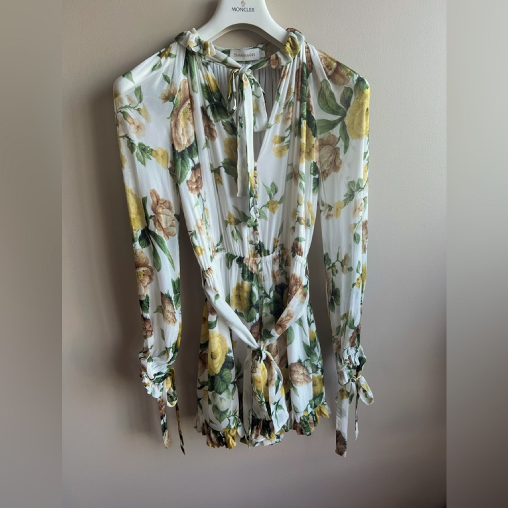 Zimmermann Floral Jumpsuit in White and Yellow